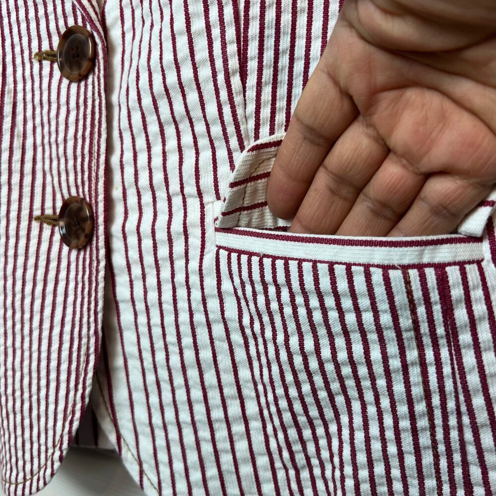 CAbi the Captain’s Jacket Striped Seersucker Blazer in Red & White Women’s Sz. 4 - Picture 6 of 10